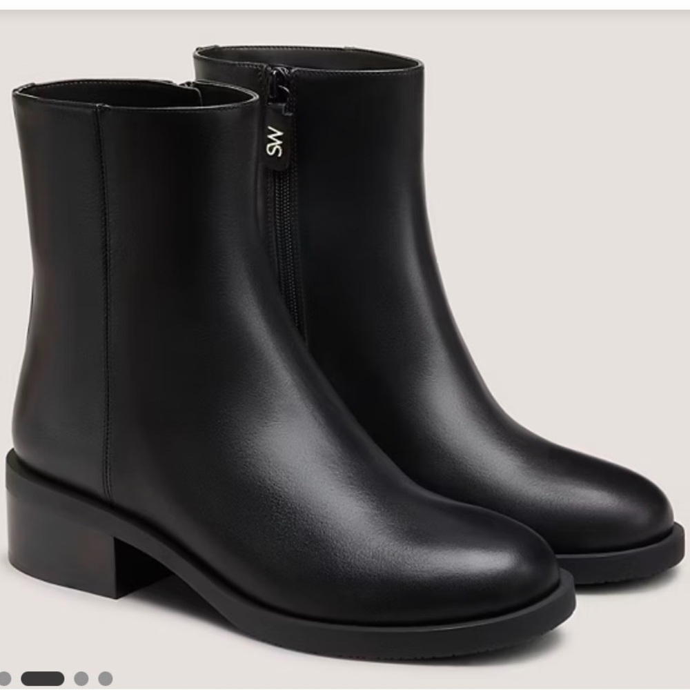 Stuart Weitzman Black Leather Ankle Booties